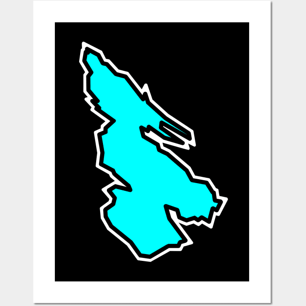 Salt Spring Island in a Simple Turquoise Silhouette - Light Blue British Columbia - Salt Spring Island Wall Art by City of Islands